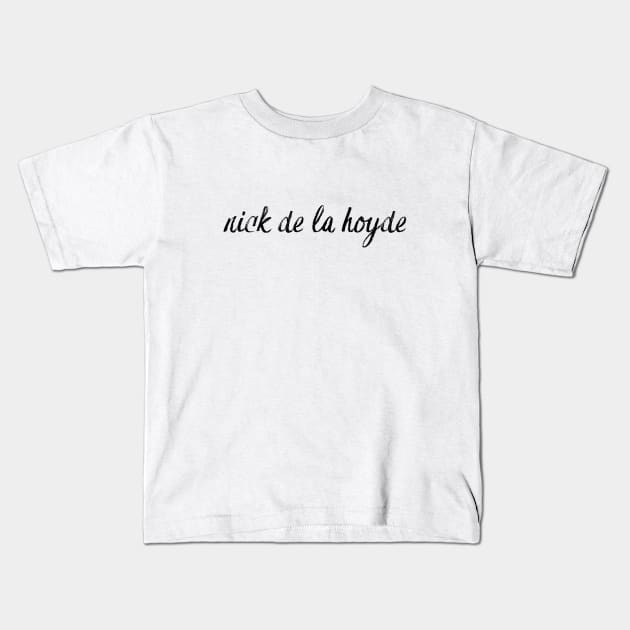 White Cursive Kids T-Shirt by Nick de la Hoyde